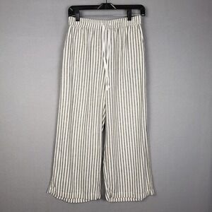 Caslon Size XS Pull On Linen Pants Cream Gray Stripe‎ Coastal Casual Relaxed Fit
